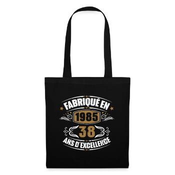 Cadeau d'anniversaire 38 ans, Fabriqué en 1985 - Sac en tissu - noir - Devant