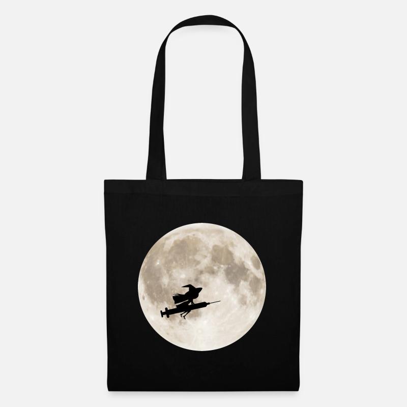 Seringue de lune sorcière infirmière Halloween - Sac en tissu - noir