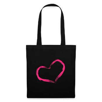 Herz Rosa Geschenk Liebe - Stoffbeutel - Schwarz - Vorne