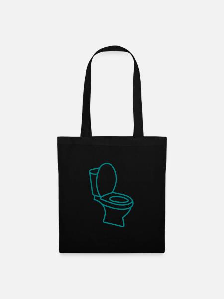 Klo WC Toilette - Stoffbeutel - Schwarz