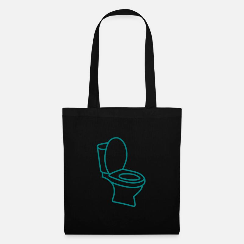 Klo WC Toilette - Stoffbeutel - Schwarz