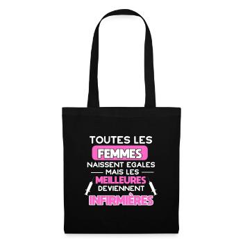 Toutes les femmes naissent égales, infirmières - Sac en tissu - noir - Devant