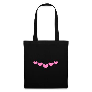 Herz Ornament Linie Symbol Rosa - Stoffbeutel - Schwarz - Vorne