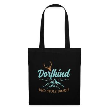 Dorfkind Berge Natur Heimat Geschenk - Stoffbeutel - Schwarz - Vorne