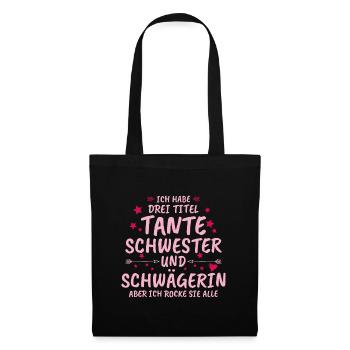 Tante schwester Geschenk Kinder Schwangerschaft - Stoffbeutel - Schwarz - Vorne