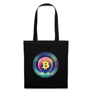 Bitcoin Logo im Synthetische Wave Stil - Stoffbeutel - Schwarz - Vorne
