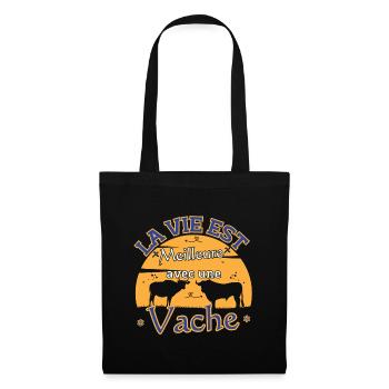 La vie est Meilleure Avec une Vache - Sac en tissu - noir - Devant