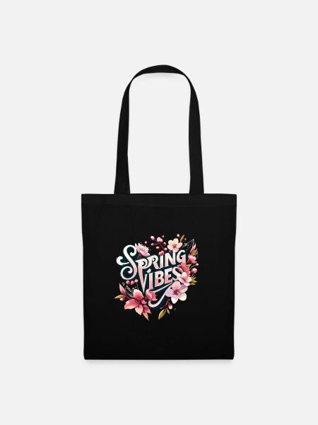 Frühlingsanfang Blumenpracht - Stoffbeutel - Schwarz