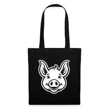 Schwein Schweinchen - Stoffbeutel - Schwarz - Vorne