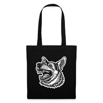 Schäferhund Hund Hundekopf - Stoffbeutel - Schwarz - Vorne