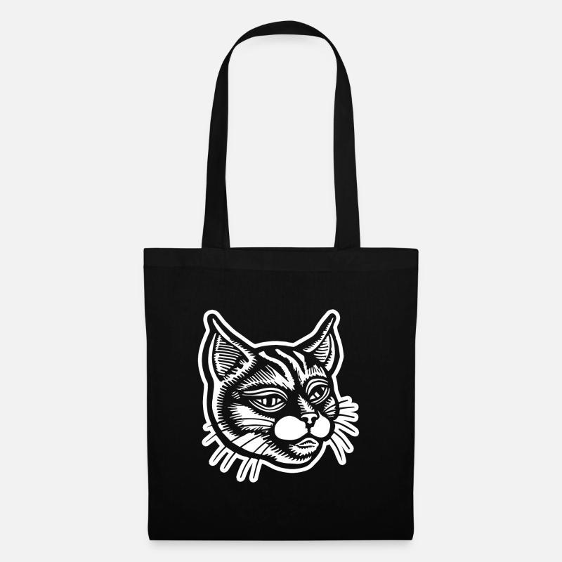 Katze Katzen Katzengesicht - Stoffbeutel - Schwarz