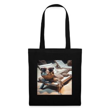 Bartagame - Bearded Dragon Geschenk - Stoffbeutel - Schwarz - Vorne