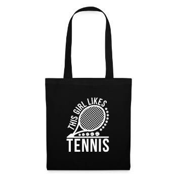 Mädchen mag Tennis Hobby Sport Tennisspieler - Stoffbeutel - Schwarz - Vorne