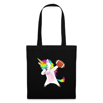 Dabbing Unicorn Football - Stoffbeutel - Schwarz - Vorne