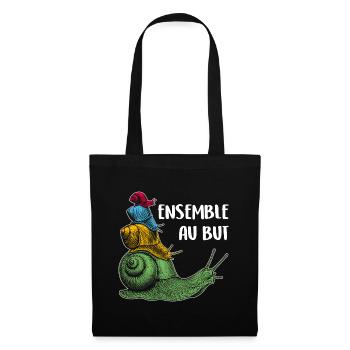 ensemble vers le but quatre escargots et proverbe - Sac en tissu - noir - Devant
