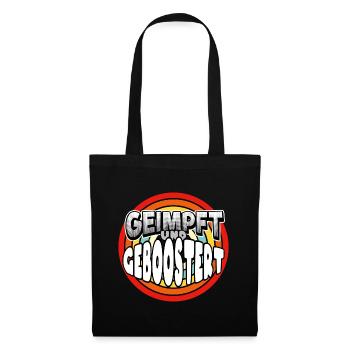 geimpft und geboostert - Booster Impfung - Stoffbeutel - Schwarz - Vorne