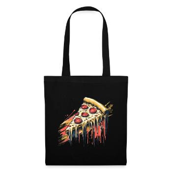 Pizza slice with lots of cheese Salami Fast food Delicious - Tote Bag - black - Front