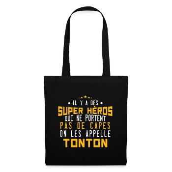 il y a des super-héros ... tonton - Sac en tissu - noir - Devant