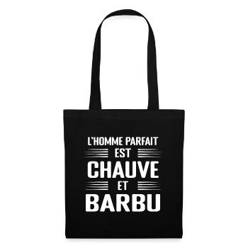 Barbu Chauve Homme Parfait Humour Cadeau - Sac en tissu - noir - Devant