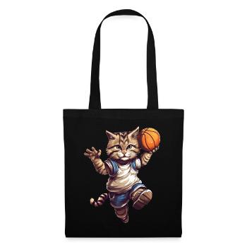 Joueur de basket-ball chat - Sac en tissu - noir - Devant