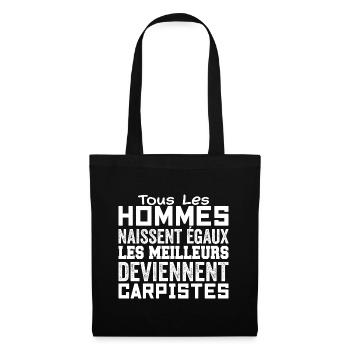Carpiste Homme Pêcheur Pêche Poisson Cadeau Humour - Sac en tissu - noir - Devant