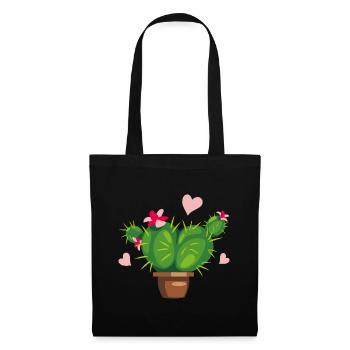 Blooming cactus in the shape of a heart - Tote Bag - black - Front