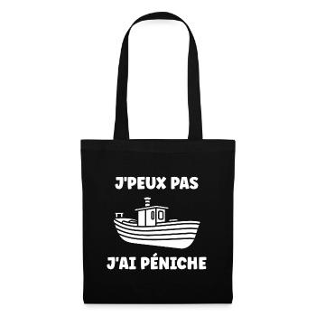 Bateau humour péniche - Sac en tissu - noir - Devant