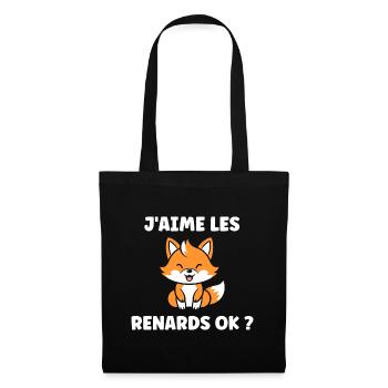 J'aime les renards - Sac en tissu - noir - Devant