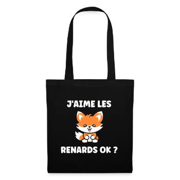 petit renard - Sac en tissu - noir - Devant