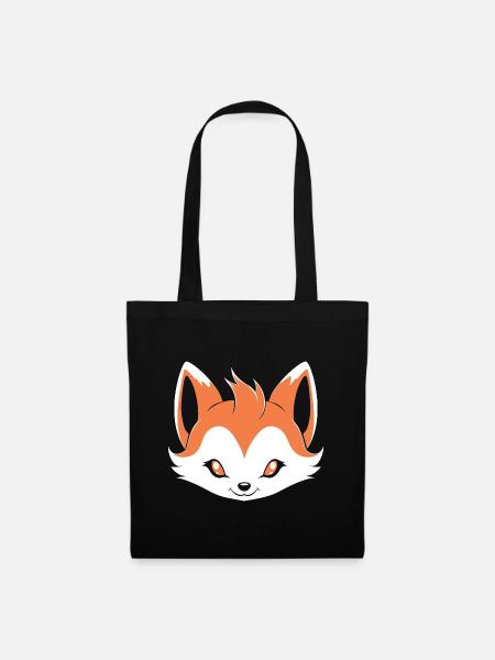Kitsune Japanischer Little Fox Humor - Stoffbeutel - Schwarz