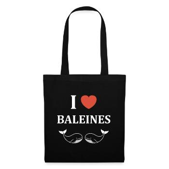 Baleines bleu Amour baleine - Sac en tissu - noir - Devant