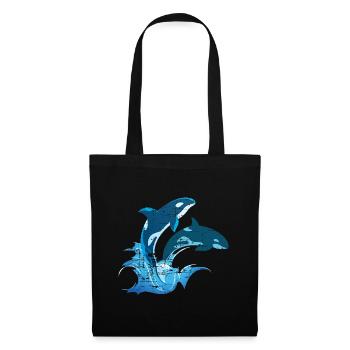 Baleine marine baleine orque orque - Sac en tissu - noir - Devant