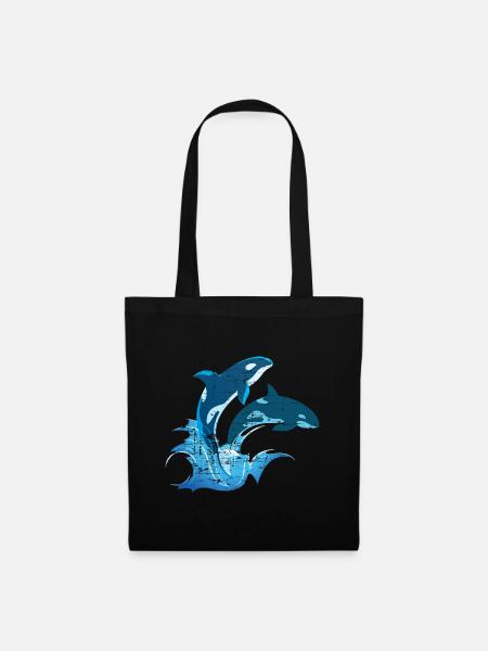 Wal Meeresbewohner Schwertwal Orca - Stoffbeutel - Schwarz