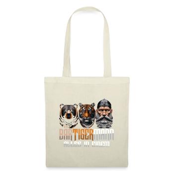 Bärtigermann Bär Tiger Mann Geschenk Bart Sprüche - Stoffbeutel - Natur - Vorne