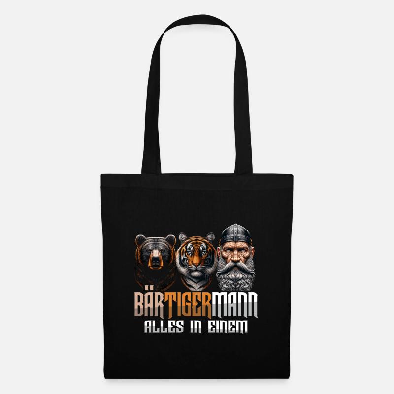 Bärtigermann Bär Tiger Mann Geschenk Bart Sprüche - Stoffbeutel - Schwarz