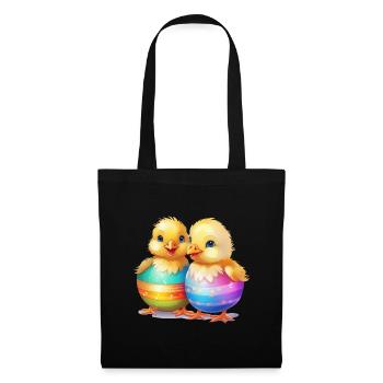 Pâques, Poussin, Oeuf De Pâques, Pâques, Drôle, Mignon - Sac en tissu - noir - Devant