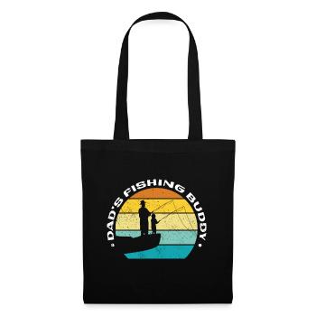 Angeln Angler Vater Sohn Dad's Fishing Buddy - Stoffbeutel - Schwarz - Vorne
