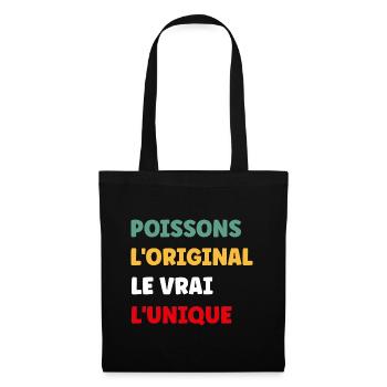 poissons - Sac en tissu - noir - Devant