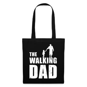 Le père qui marche - papa papa fils fille amusant - Sac en tissu - noir - Devant