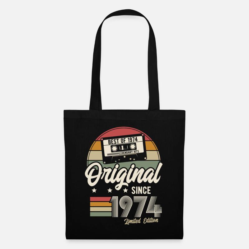 Original seit 1974 Vintage Retro Geburtstag - Stoffbeutel - Schwarz