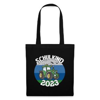 Traktor Schulkind 2023 Geschenkidee - Stoffbeutel - Schwarz - Vorne