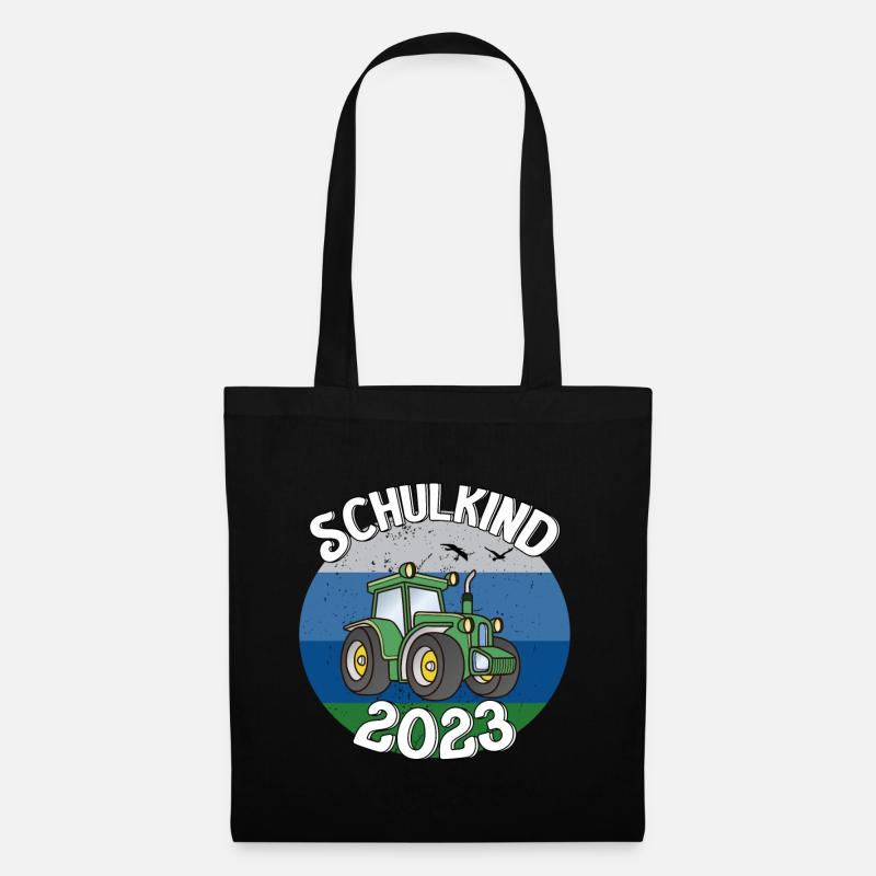 Traktor Schulkind 2023 Geschenkidee - Stoffbeutel - Schwarz