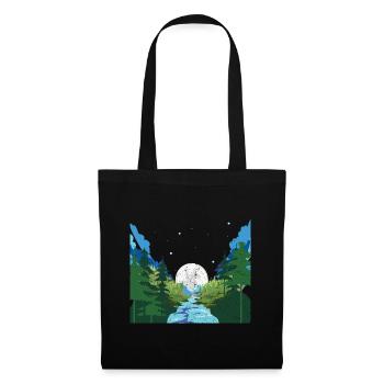 Forest Trees River Gift Full Moon Nature - Sac en tissu - noir - Devant
