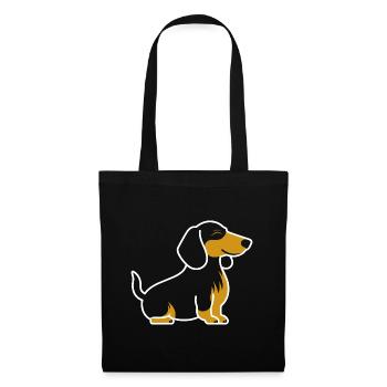 teckel - Sac en tissu - noir - Devant