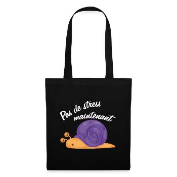 Pas de stress un drôle d'escargot qui dort - Sac en tissu - noir - Devant