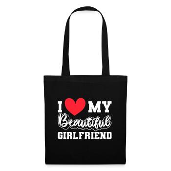 Paare Liebe Herz Freund Geschenkidee Beziehung - Stoffbeutel - Schwarz - Vorne