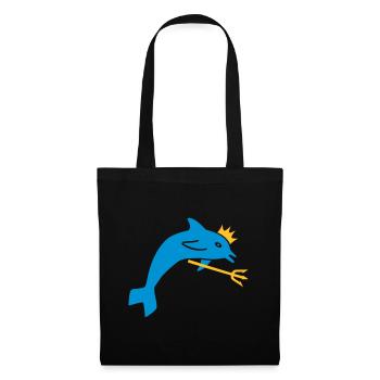 ★ design colors changeable ★ dolphin, crown, trident - Tote Bag - black - Front
