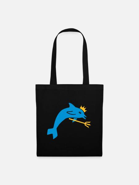 ★ design colors changeable ★ dolphin, crown, trident - Tote Bag - black