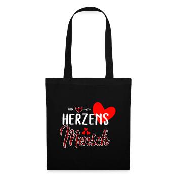 Herzensmensch Danke Sagen Geschenk Freund Freundin - Stoffbeutel - Schwarz - Vorne