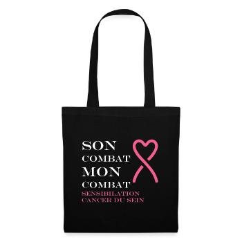 Sensibilisation cancer du sein - Sac en tissu - noir - Devant